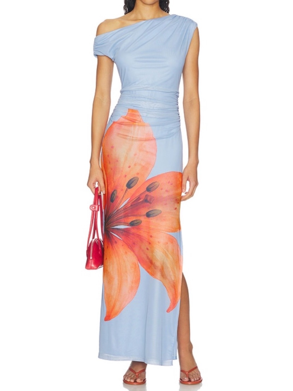 Line & Dot Avah Mesh Dress in Blue & Orange - XS